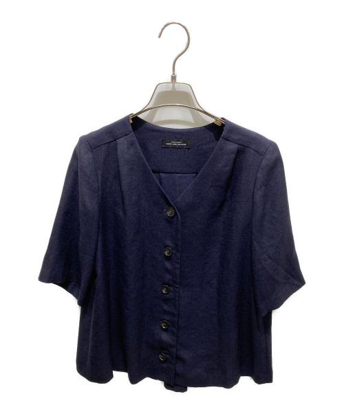 green label relaxing（グリーンレーベルリラクシング）green label relaxing (グリーンレーベルリラクシング) 半袖ブラウス ネイビー サイズ:Fの古着・服飾アイテム