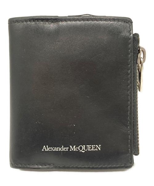 ALEXANDER McQUEEN（アレキサンダーマックイーン）ALEXANDER McQUEEN (アレキサンダーマックイーン) レザー2つ折り財布 ブラックの古着・服飾アイテム