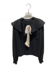 HER LIP TO（ハーリップトゥ）の古着「Ruffled Pussy Bow Blouse」｜ブラック