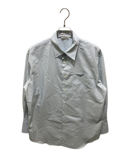 AURALEE（オーラリー）AURALEE (オーラリー) FINX POLYESTER STRIPE SHIRT ブルー サイズ:1の古着・服飾アイテム
