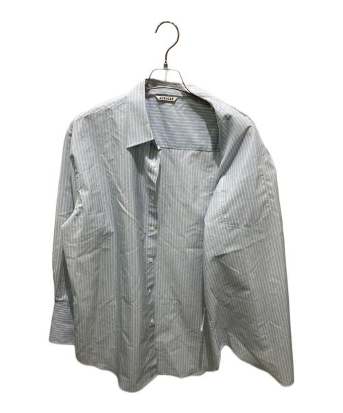 AURALEE（オーラリー）AURALEE (オーラリー) FINX POLYESTER STRIPE SHIRT ブルー サイズ:1の古着・服飾アイテム