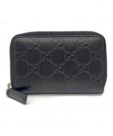 GUCCI（グッチ）の古着「GG柄ラウンドファスナーコインケース　グッチシマ」｜ブラック