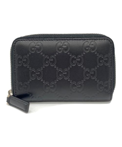 GUCCI（グッチ）GUCCI (グッチ) GG柄ラウンドファスナーコインケース　グッチシマ ブラックの古着・服飾アイテム