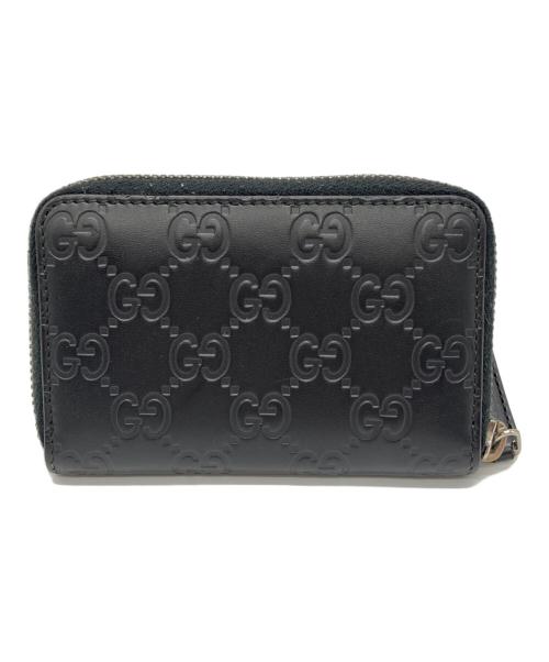 GUCCI（グッチ）GUCCI (グッチ) GG柄ラウンドファスナーコインケース　グッチシマ ブラックの古着・服飾アイテム