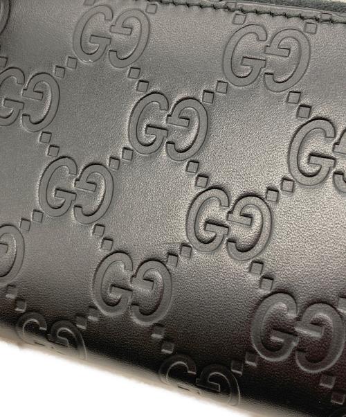 GUCCI（グッチ）GUCCI (グッチ) GG柄ラウンドファスナーコインケース　グッチシマ ブラックの古着・服飾アイテム