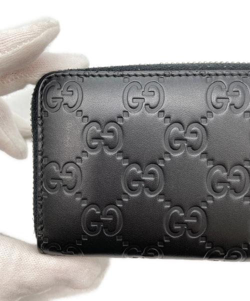 GUCCI（グッチ）GUCCI (グッチ) GG柄ラウンドファスナーコインケース　グッチシマ ブラックの古着・服飾アイテム