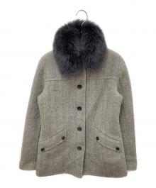 BURBERRY LONDON（バーバリーロンドン）の古着「襟フォックスヘリンボーンショートコート」｜グレー