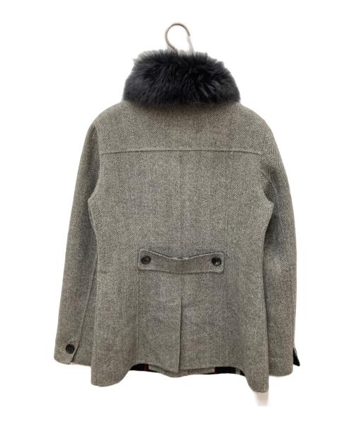 BURBERRY LONDON（バーバリーロンドン）BURBERRY LONDON (バーバリーロンドン) 襟フォックスヘリンボーンショートコート グレー サイズ:40の古着・服飾アイテム