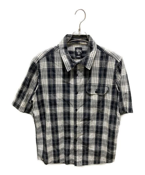 stussy（ステューシー）stussy (ステューシー) チェック半袖シャツ ブラック サイズ:XLの古着・服飾アイテム