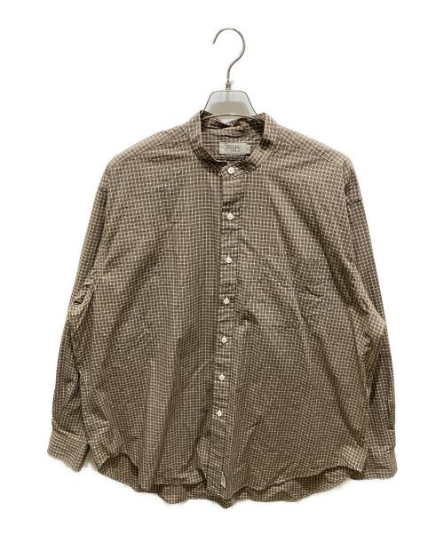 SEDAN ALL-PURPOSE（セダンオールパーパス）SEDAN ALL-PURPOSE (セダンオールパーパス) Organic Cotton Stand Collar Shirt ブラウン サイズ:XLの古着・服飾アイテム