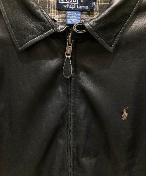 RALPH LAUREN（ラルフローレン）RALPH LAUREN (ラルフローレン) ボニー刺繍レザージャケット ブラック サイズ:XLの古着・服飾アイテム