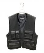 SUPREMEシュプリーム）の古着「Leather Cargo Vest」｜ブラック