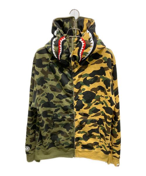 A BATHING APE（アベイシングエイプ）A BATHING APE (アベイシングエイプ) SEPARATE SPLIT SHARK FULL ZIP HOODIE カーキ サイズ:3XLの古着・服飾アイテム