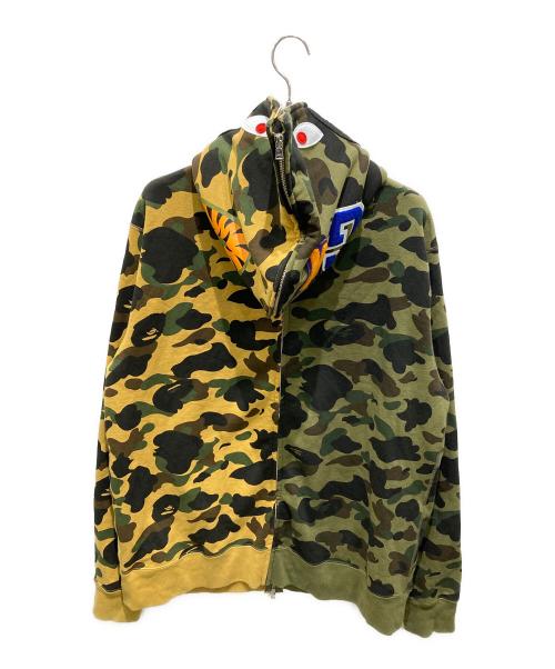 A BATHING APE（アベイシングエイプ）A BATHING APE (アベイシングエイプ) SEPARATE SPLIT SHARK FULL ZIP HOODIE カーキ サイズ:3XLの古着・服飾アイテム
