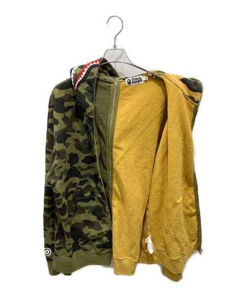 A BATHING APE（アベイシングエイプ）A BATHING APE (アベイシングエイプ) SEPARATE SPLIT SHARK FULL ZIP HOODIE カーキ サイズ:3XLの古着・服飾アイテム