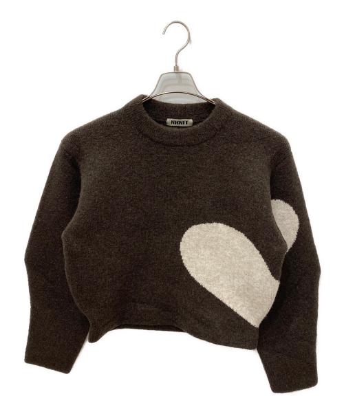 NKNIT（ンニット）NKNIT (ンニット) ハートパターンニット ブラウンの古着・服飾アイテム