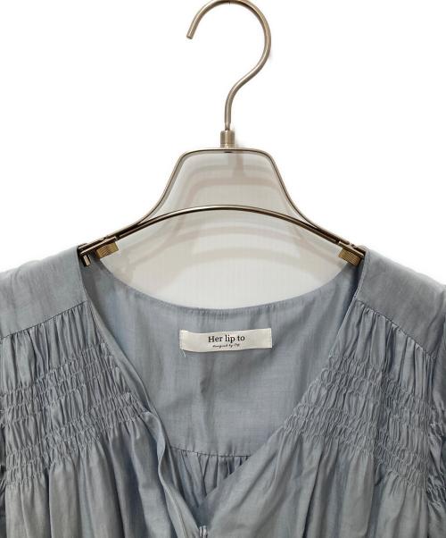 HER LIP TO（ハーリップトゥ）Her lip to (ハーリップトゥ) Airy Volume Sleeve Dress スカイブルー サイズ:Ｍの古着・服飾アイテム