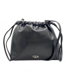 DIESEL（ディーゼル）の古着「Clou-D Crossbody　クロスボディ ドローストリング レザー ミニ巾着バッグ　ショルダーバッグ」｜ブラック