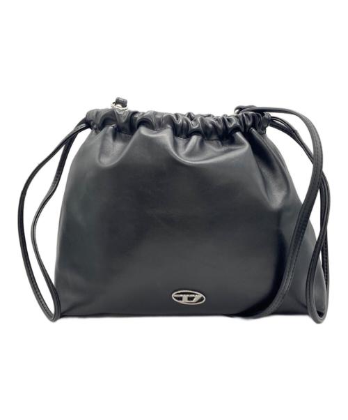 DIESEL（ディーゼル）DIESEL (ディーゼル) Clou-D Crossbody　クロスボディ ドローストリング レザー ミニ巾着バッグ　ショルダーバッグ ブラックの古着・服飾アイテム
