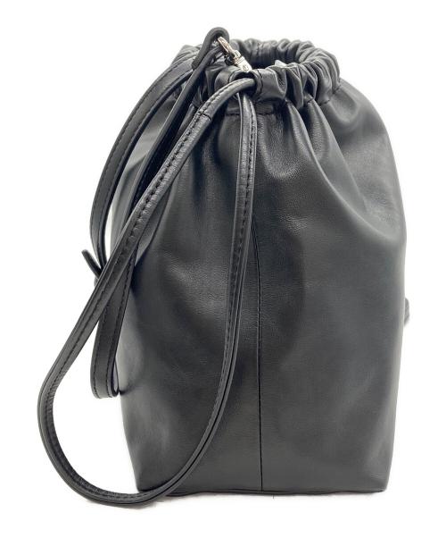 DIESEL（ディーゼル）DIESEL (ディーゼル) Clou-D Crossbody　クロスボディ ドローストリング レザー ミニ巾着バッグ　ショルダーバッグ ブラックの古着・服飾アイテム