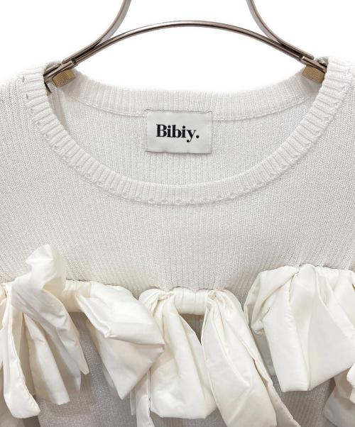 Bibiy.（ビビィ）Bibiy. (ビビィ) NINA RIBBON KNIT　ニーナリボンニット ホワイト サイズ:Fの古着・服飾アイテム