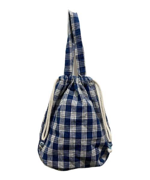 Porter Classic（ポータークラシック）Porter Classic (ポータークラシック) チェック巾着バッグ ネイビーの古着・服飾アイテム