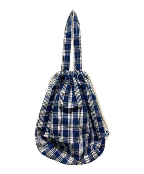 Porter Classic（ポータークラシック）Porter Classic (ポータークラシック) チェック巾着バッグ ネイビーの古着・服飾アイテム