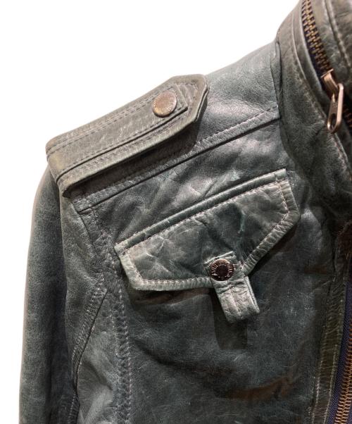 AVIREX（アヴィレックス）AVIREX (アヴィレックス) シングルライダースジャケット グリーン サイズ:Ｌの古着・服飾アイテム