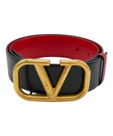 VALENTINO（ヴァレンティノ）の古着「ロゴバックルレザーベルト」｜ブラック