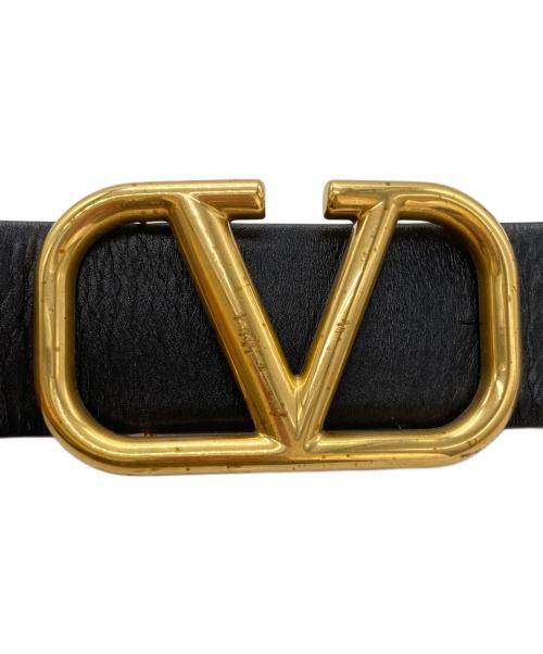 VALENTINO（ヴァレンティノ）VALENTINO (ヴァレンティノ) ロゴバックルレザーベルト ブラックの古着・服飾アイテム