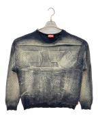 DIESELディーゼル）の古着「K-KLEVER ダメージ加工ニット」｜ネイビー