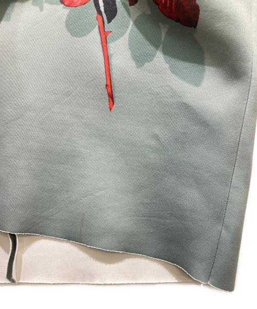 DRIES VAN NOTEN（ドリスヴァンノッテン）DRIES VAN NOTEN (ドリスヴァンノッテン) プリントフラワーミディスカート 黄緑 サイズ:34の古着・服飾アイテム