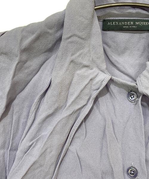 ALEXANDER McQUEEN（アレキサンダーマックイーン）ALEXANDER McQUEEN (アレキサンダーマックイーン) ボウタイノースリーブシャツ パープル サイズ:36の古着・服飾アイテム