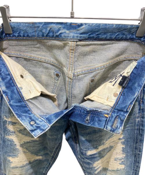 Hysteric Glamour（ヒステリックグラマー）Hysteric Glamour (ヒステリックグラマー) ダメージ加工ストレートデニムパンツ インディゴ サイズ:Mの古着・服飾アイテム