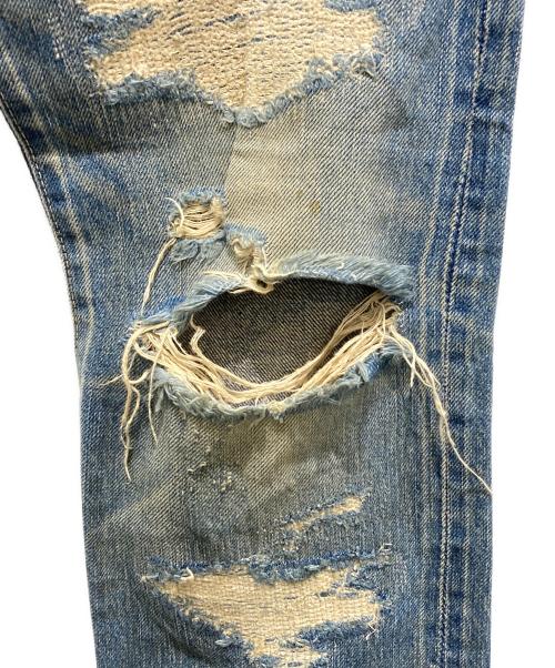 Hysteric Glamour（ヒステリックグラマー）Hysteric Glamour (ヒステリックグラマー) ダメージ加工ストレートデニムパンツ インディゴ サイズ:Mの古着・服飾アイテム