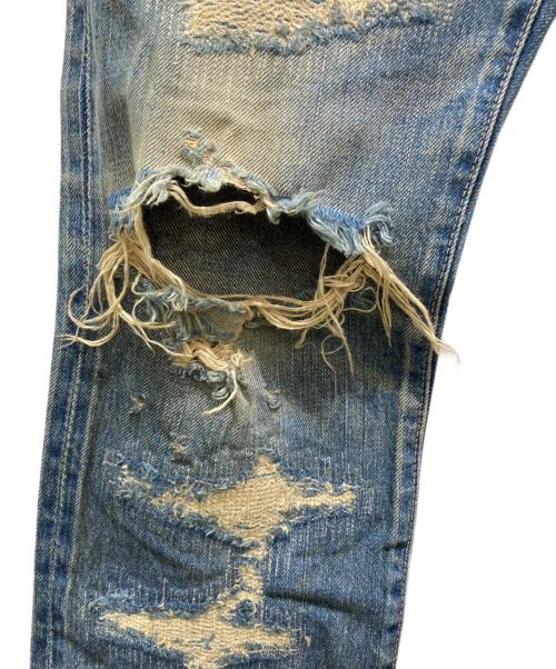 Hysteric Glamour（ヒステリックグラマー）Hysteric Glamour (ヒステリックグラマー) ダメージ加工ストレートデニムパンツ インディゴ サイズ:Mの古着・服飾アイテム
