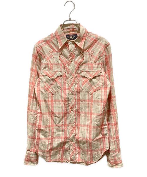 RRL（ダブルアールエル）RRL (ダブルアールエル) チェックウエスタンロングスリーブシャツ ピンク サイズ:XSの古着・服飾アイテム