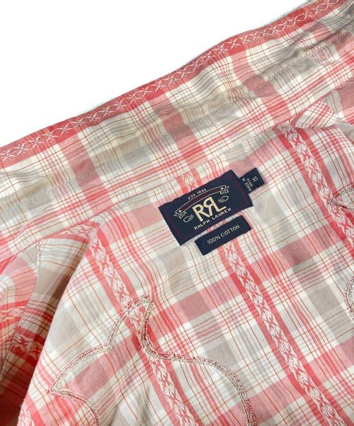 RRL（ダブルアールエル）RRL (ダブルアールエル) チェックウエスタンロングスリーブシャツ ピンク サイズ:XSの古着・服飾アイテム