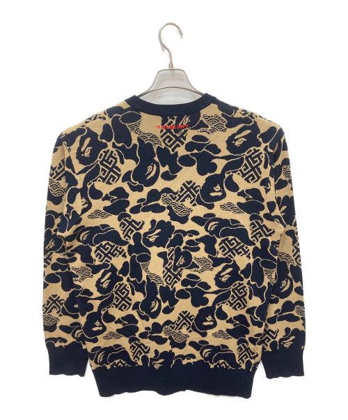 A BATHING APE（アベイシングエイプ）A BATHING APE (アベイシングエイプ) ASIA CAMO KNIT SWEATER ネイビー サイズ:XLの古着・服飾アイテム