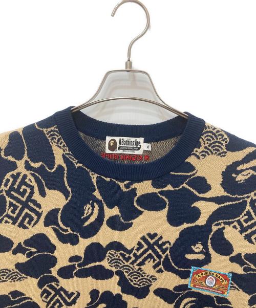 A BATHING APE（アベイシングエイプ）A BATHING APE (アベイシングエイプ) ASIA CAMO KNIT SWEATER ネイビー サイズ:XLの古着・服飾アイテム