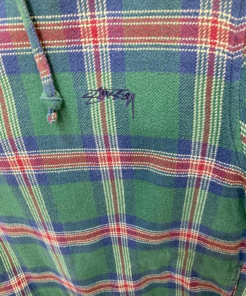 stussy（ステューシー）stussy (ステューシー) Hooded Plaid Poncho　フーデッドプレイドポンチョ グリーン サイズ:Mの古着・服飾アイテム