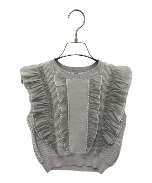 HER LIP TO（ハーリップトゥ）Her lip to (ハーリップトゥ) Airy Brush Knit Top グレー サイズ:Ｓの古着・服飾アイテム