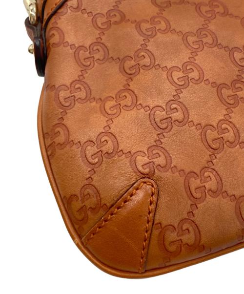 GUCCI（グッチ）GUCCI (グッチ) ホースビットレザーワンショルダーバッグ　GG グッチシマ　 ブラウンの古着・服飾アイテム