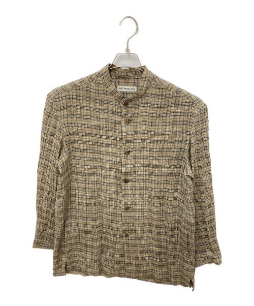 ISSEY MIYAKE MEN（イッセイミヤケメン）ISSEY MIYAKE MEN (イッセイミヤケメン) バンドカラー加工シャツ ブラウン サイズ:2の古着・服飾アイテム