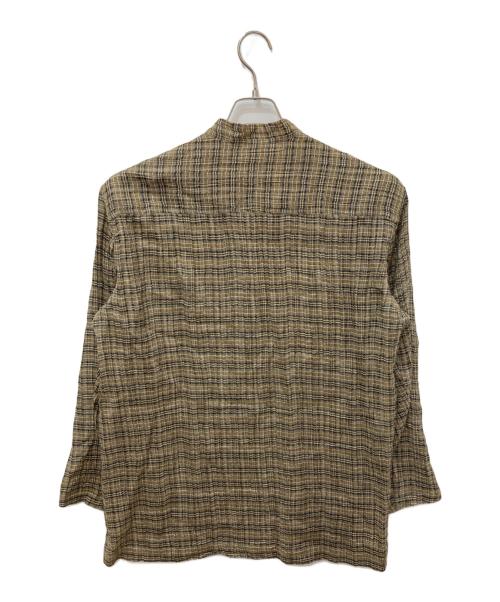 ISSEY MIYAKE MEN（イッセイミヤケメン）ISSEY MIYAKE MEN (イッセイミヤケメン) バンドカラー加工シャツ ブラウン サイズ:2の古着・服飾アイテム