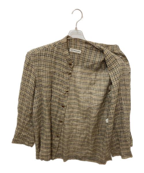 ISSEY MIYAKE MEN（イッセイミヤケメン）ISSEY MIYAKE MEN (イッセイミヤケメン) バンドカラー加工シャツ ブラウン サイズ:2の古着・服飾アイテム