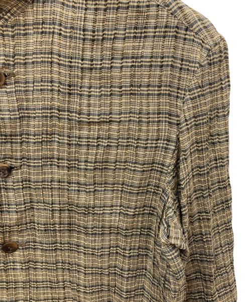ISSEY MIYAKE MEN（イッセイミヤケメン）ISSEY MIYAKE MEN (イッセイミヤケメン) バンドカラー加工シャツ ブラウン サイズ:2の古着・服飾アイテム