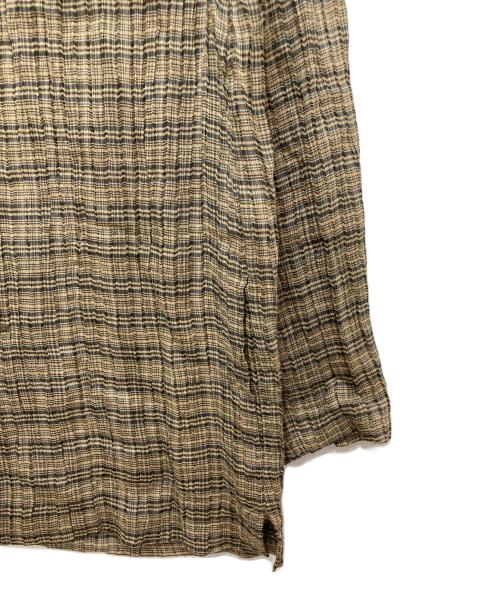 ISSEY MIYAKE MEN（イッセイミヤケメン）ISSEY MIYAKE MEN (イッセイミヤケメン) バンドカラー加工シャツ ブラウン サイズ:2の古着・服飾アイテム