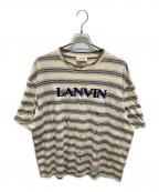 LANVIN×GALLERY DEPTランバン×ギャラリー デプト）の古着「ペイント加工 ボーダー半袖Tシャツ」｜ベージュ