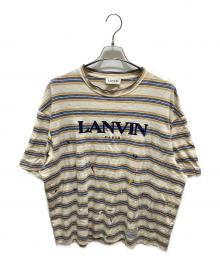 LANVIN×GALLERY DEPT（ランバン×ギャラリー デプト）の古着「ペイント加工 ボーダー半袖Tシャツ」｜ベージュ
